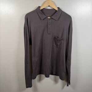 Patagonia Men's Brushed Vitaliti Polo Shirt Size Medium Brown Long Sleeve Cotton